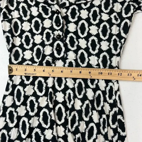 Milly  Of New York White Black Size Small Printed Long Sleeve Stretch Jersey Midi