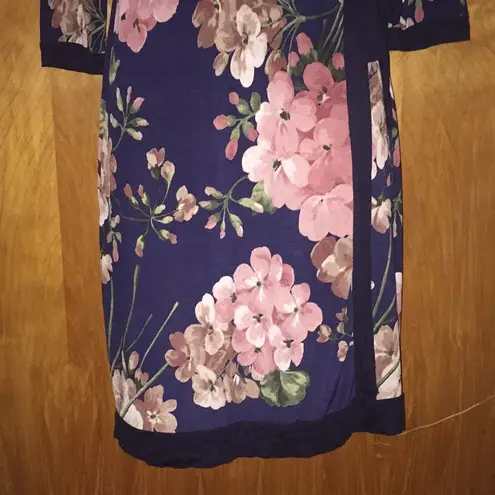 Navy & Pink Floral Gilli Wrap Dress Size Medium Blue