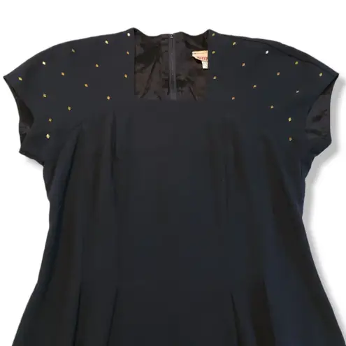 Katie Petites MFG Vintage Dress Dress Size 6 Women's Square Neck Studded Studs Black