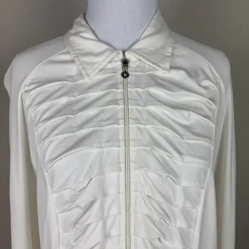 Carlo Colucci Cardigan Jacket Womens 46 Ivory Full Zip Up Pleated Long Sleeve XL