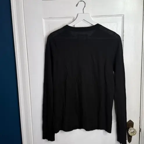 Zadig & Voltaire Black Cashmere Sweater with Silver Rhinestone Skull W1959 Sz L