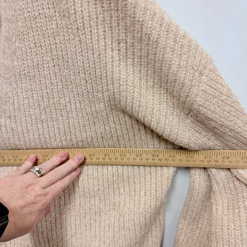 Boden USA Boden Oversized V Neck Cable Knit Pullover Cream Metallic Sweater Size 14