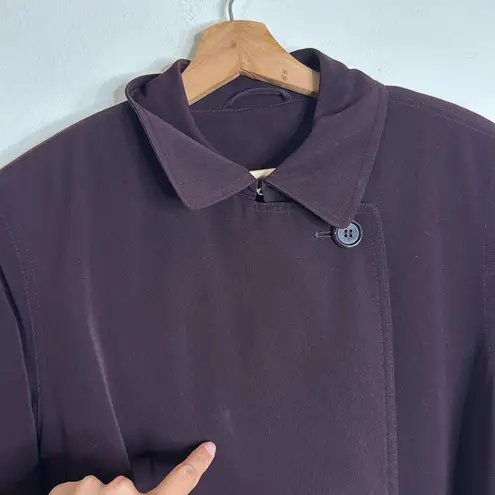 Jacqueline Ferrar Vintage Purple Trench Coat Women Size 12 Double Breasted +Belt