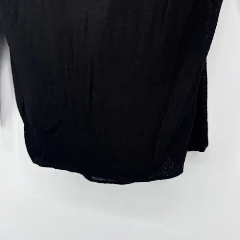 Nic+Zoe Black Linen Viscose Two-Way Cardigan Sweater Size Large Lightweight