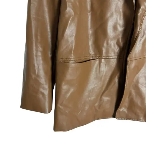 Hutch Anthropologie Brown Vegan Faux Leather Peak Lapel Blazer Jacket Size M