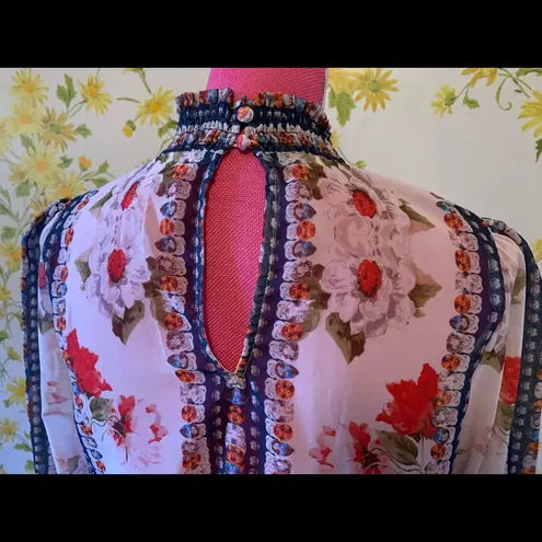 Jealous Tomato semi sheer floral long sleeve blouse size M