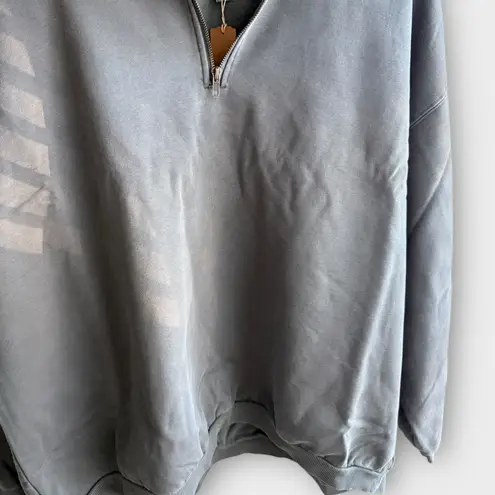 SKIMS Boyfriend Fleece Slouchy Half Zip Pullover – Slate Blue (NWT)