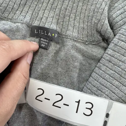 Lilla P Sweater Womens XS Gray Cotton Cashmere Shawl Collar Pullover Long Sleeve