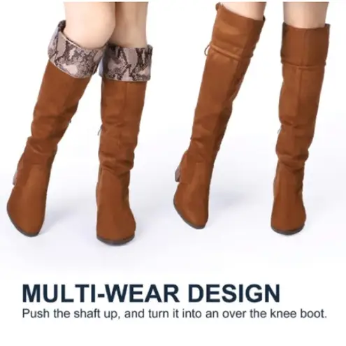 Trary brown suede over the knee high snake chunky heel boots NEW Size 7