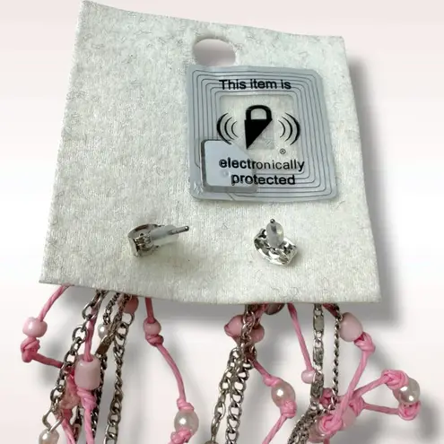 Free People  Earrings Willow Dangles Pink NWT Flower Pearls Whimsical Spring