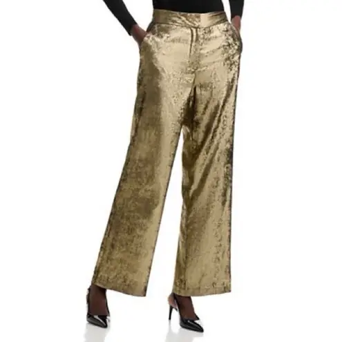Elie Tahari NWT The Hannah Gilded Wide Leg Trousers Pants Brushed Gold sz 4 $295