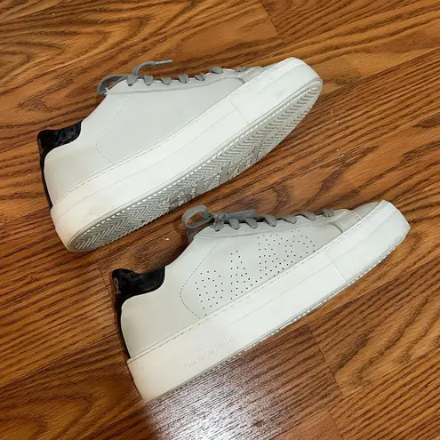 P448 Thea Platform White Sneakers with Silver Bead Detail