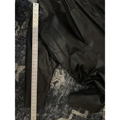 Women's Black Leather Trench Coat Size Medium Vintage Grunge Goth Matrix 90's