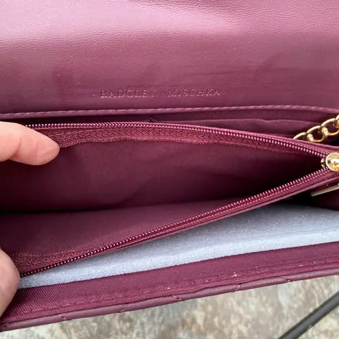 Badgley Mischka Plum Diamond Quilt Convertible Envelope Crossbody Bag $129 NEW