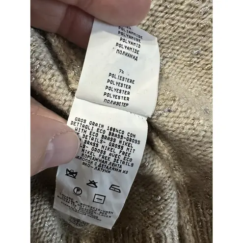 FABIANA FILIPPI Knitted Vest With Drawstring Hood Cashmere EUC Size M Tan Size M