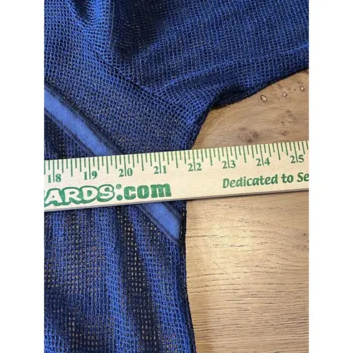 Picadilly Size Large Blue Open Weave Mesh Cover Up Zip Beach Vacation Travel