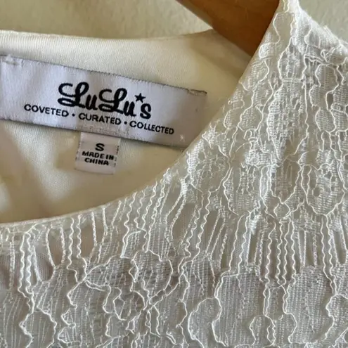 Lulus  Take Me to Brunch‎ Ivory Lace Shift Dress Womens Size S Short Sleeve