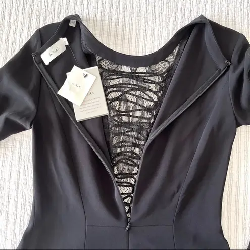 ALC Frank A.L.C Wares Ponte Black Lace Fit & Flare Mini Dress Size 2