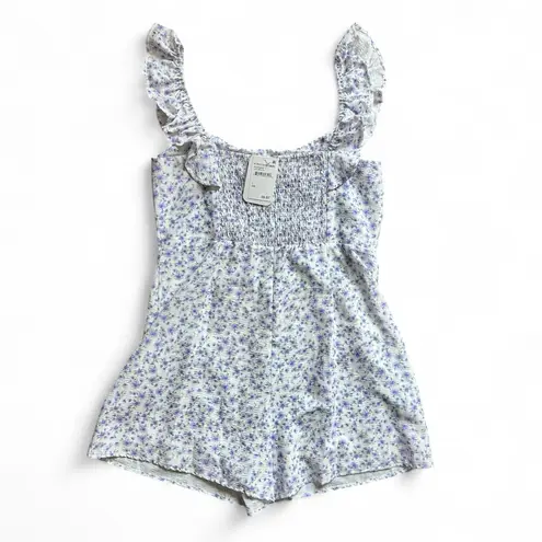 Elodie Floral Ruffle Jumpsuit L - Purple/White