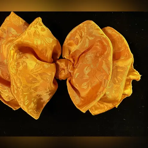 Vintage 90s Yellow SATIN EFFECT Big Hair Bow Barrette Clip Oversized