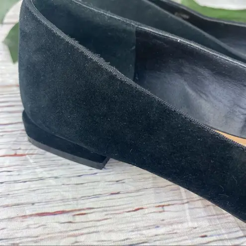 Tahari Flats Esther Suede Grommet Detail Pointed Toe Black 7.5