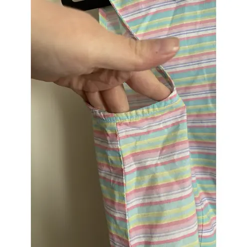 Fresh Produce Womens Medium Collared Button Front Shirt Sleeveless Rainbow Boho