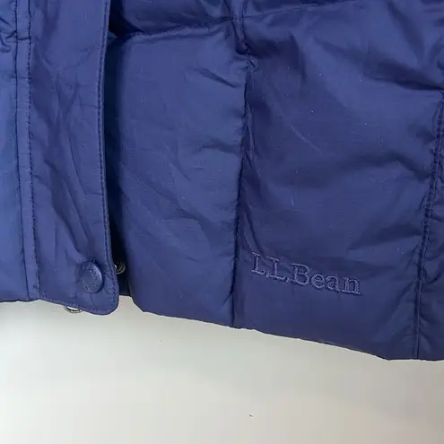 LL Bean Women's Down Fill Puffer Jacket Parka Hooded Size Small Blue