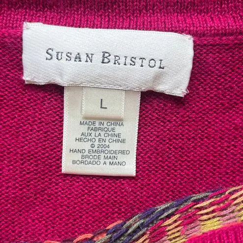 Susan Bristol  Women's Pink Lattice Front Pullover Sweater Size L