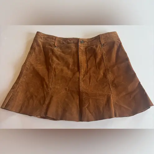 Live a Little VINTAGE 100% BROWN GENUINE LEATHER Mini Skirt Size 10