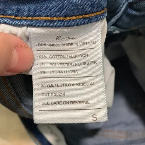 Kancan womens small cut off bermuda denim jean shorts blue distressed casual vac