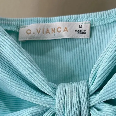 O. Vianca Mint Green Twist Front Cut Out Body Suit - medium