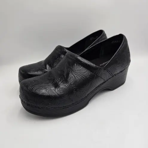 G.H. Bass & Co Melinda Black Floral Embossed Clog Slip On Shoes Women 8M Comfort Size 8