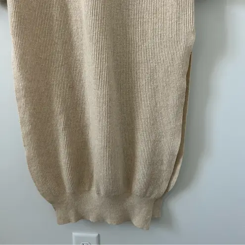 Nanushka Canaan Sweater Oatmeal Tan Wool Cashmere Blend Knit Mock Neck Dress M Size M
