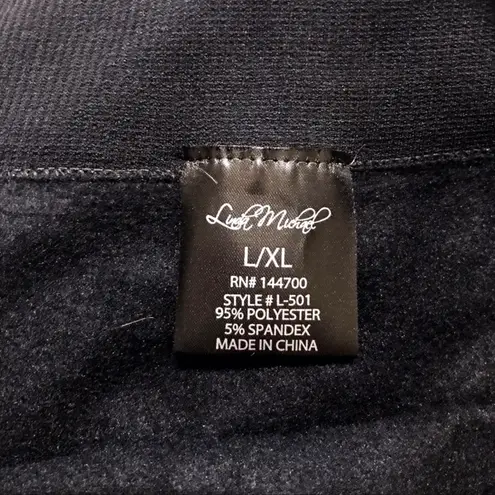 Linda Michael Black Leggings w/Gold Reindeer-Sz L/XL