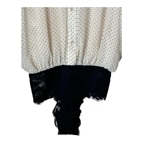 HAH Hot As Hell Bodysuit Women Small Black White Polka Dot Heavy Knecking NWT