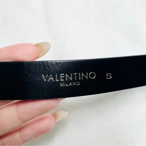 Mario Valentino VALENTINO BY Giusy Logo Croc-Embossed Patent Leather Belt Small