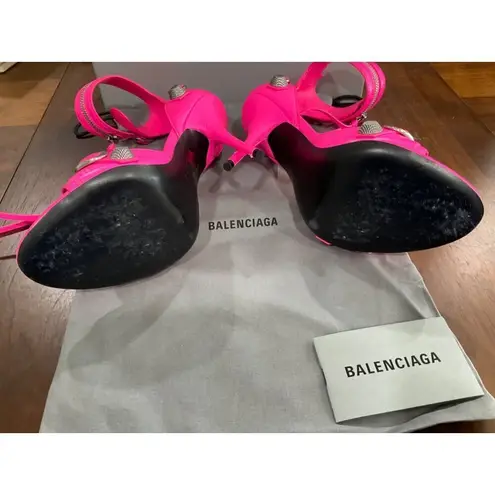 Balenciaga Cagole Sandals in Fluo Pink 38 With Box Womens High Heels