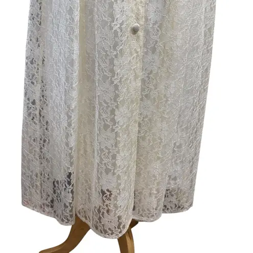 Vintage New Frontier Wedding Dress Dress Size 15 White Lace Made in USA Size M