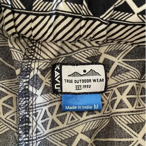 KAVU Tiba Black Beige Geo-Print Pants size Medium