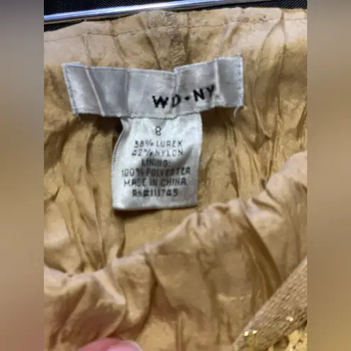 WD.NY Gold Lace Ruffled Maxi Skirt. Size