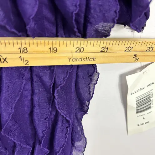 Allison Brittney Allison Taylor Top L Purple Ruffle Textured Y2K Vintage Festival Party Boho Glam