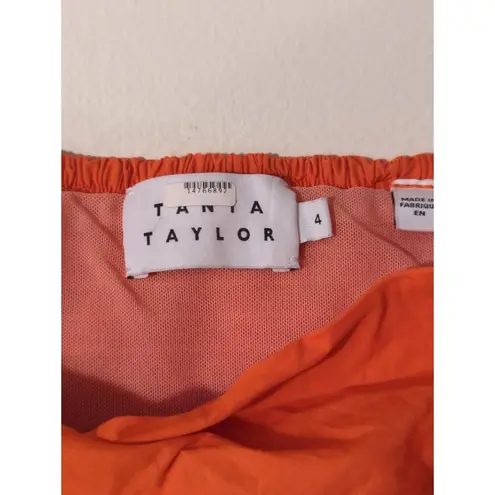 Tanya Taylor RTR Sz 4 Orange Alondra Bubble Puff Long Sleeve Off Shoulder Top