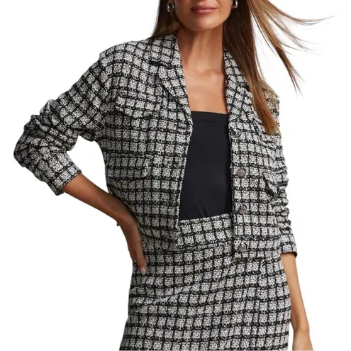 New York & Co Black White Tweed Crop Jacket size XXL Long Sleeve NWT Blazer