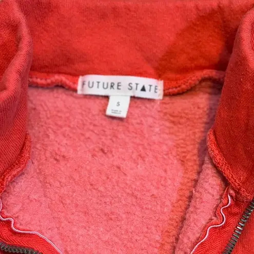 Future State Women’s Small Red Skull Fire Zip Long Sleeve Pullover Sweater Retro