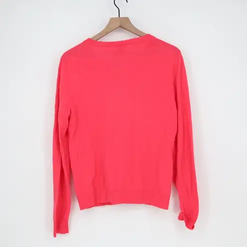 J.Crew  The Caryn Cardigan Coral Button Up Long Sleeve Cotton Sweater Size L