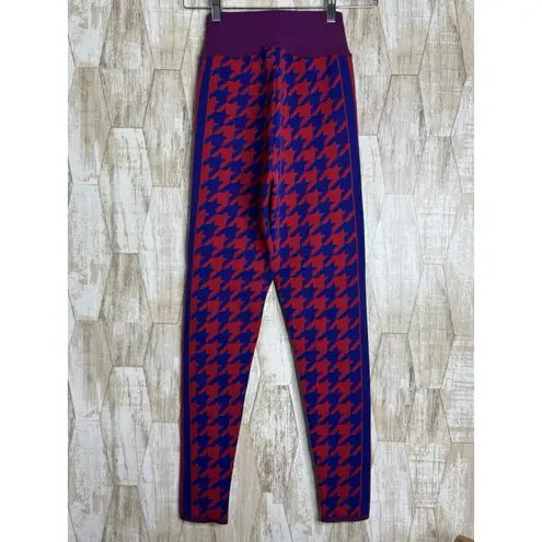 Nike ‎ Women’s Size S Houndstooth Knit Leggings Red Blue Geometric Athletic