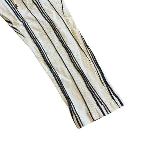 Soft Surroundings Bartley Linen Cotton Blend Pants Cropped Stripe Size Large