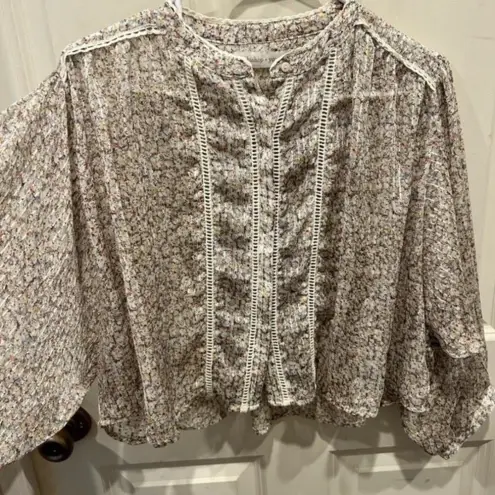 Bishop and Young  Cropped Button Down High Low Shirt size‎ Large