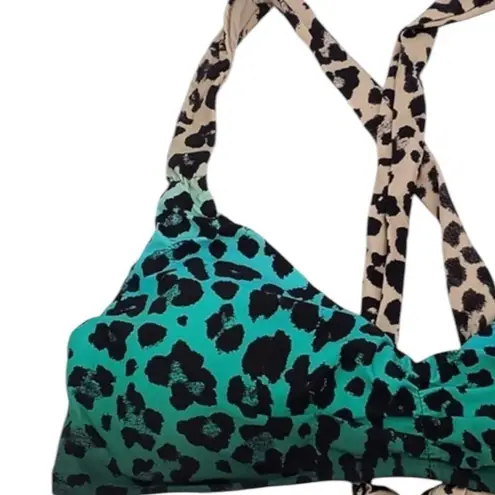 La Blanca Dip into the Wild Shirred Strap Bra Bikini Top Aquamarine Size 10