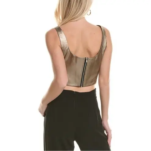 BCBGeneration NEW  Bronze Gold Square Neck Cropped Pleather Bralette Tank Top